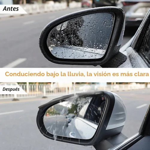 Vista 4 de Osilly 2 piezas de protector de visera de lluvia para espejo retrovisor de automóvil, cubierta de cejas de lluvia para espejo lateral, PVC Negro