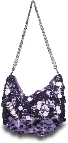 Vista 7 de Bolso de noche con lentejuelas brillantes para mujer, bandolera y bandolera para fiesta, graduación, boda