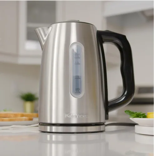 Vista 2 de Kenmore - Tetera eléctrica digital inalámbrica de 1.7 L, acero inoxidable con temperatura ajustable, hervir rápidamente, pantalla digital, apagado