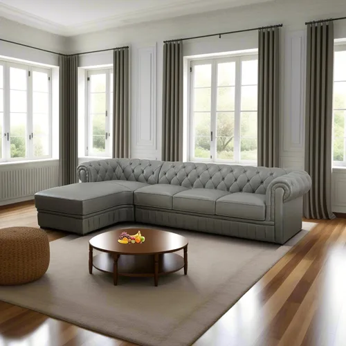 Vista 3 de Sofá seccional en forma de L, conjunto de sofás de cuero, sofá grande de piel de vaca con sillón reclinable a la izquierda, adecuado para oficina