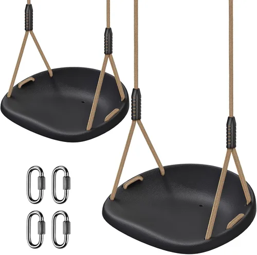 Vista 16 de BeneLabel Asiento de columpio resistente con cuerda ajustable, asientos de columpio de plástico para niños, asiento de columpio negro de repuesto