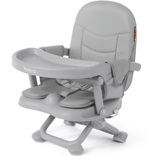 Vista 11 de YOLEO Silla alta para bebé, asiento elevador para mesa de comedor, sillas altas plegables con alturas ajustables, asiento elevador de viaje con Verde