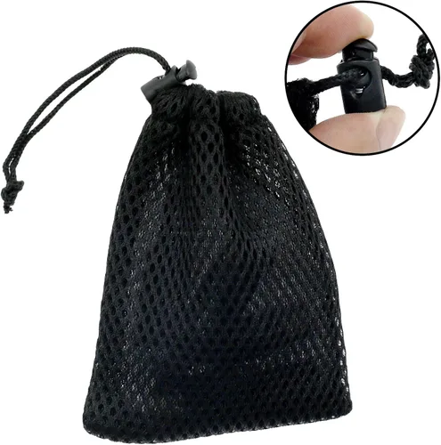 Vista 2 de 6pcs Nylon Malla Cordón Bolsa Bolsas Negras Para Mini Cosas Teléfono Celular MP3 (4.9x3.5 in) Cierre De Cierre De Cordón