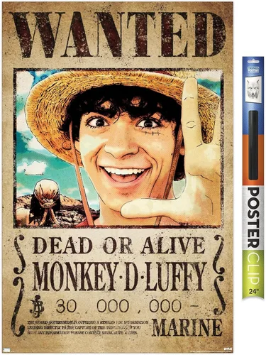 Vista 17 de Trends International Netflix One Piece - Póster de pared de Luffy Wanted, 22.4 pulgadas de largo x 14.7 pulgadas, versión enmarcada en blanco