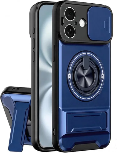 Vista 14 de Dssairo Funda para iPhone 15 con anillo magnético de rotación de 360° compatible con carcasa MagSafe Slide para cámara, soporte plegable, funda Negro