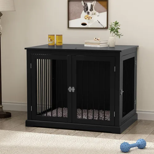 Vista 10 de PUPETPO Jaula para Perros Estilo Mueble con Cojín, Perrera para Perros Mediana, Jaulas para Mascotas, Jaula para Perros para Perros Pequeños y Blanco