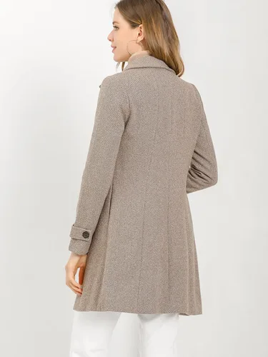 Vista 5 de Allegra K Abrigo largo de invierno con cuello Peter Pan para mujer