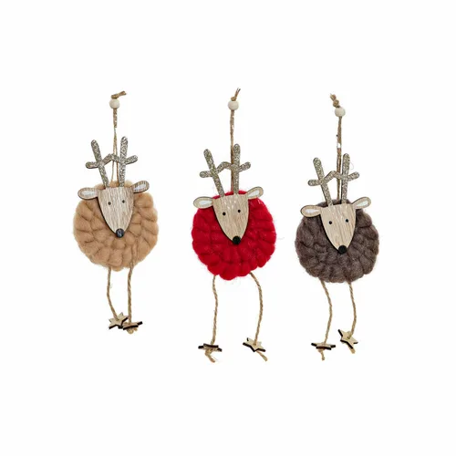 Vista 2 de Adorno Navideño DKD Home Decor Poliéster Madera Reno (3 pcs) (8 x 3 x 26 cm)