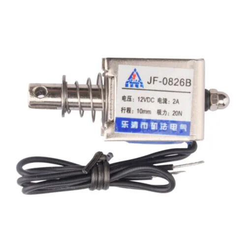 Vista 9 de 2 unids JF-0826B 12V/2A reinicio 0.394 in 20N Push Pull Tipo Electroimán de solenoide de marco abierto