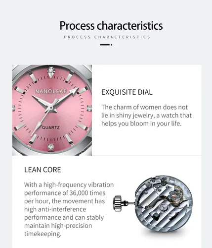 Vista 3 de NANOLEAF Reloj de moda para mujer, casual, clásico, de cuarzo, de acero inoxidable, impermeable, luminoso, para mujer
