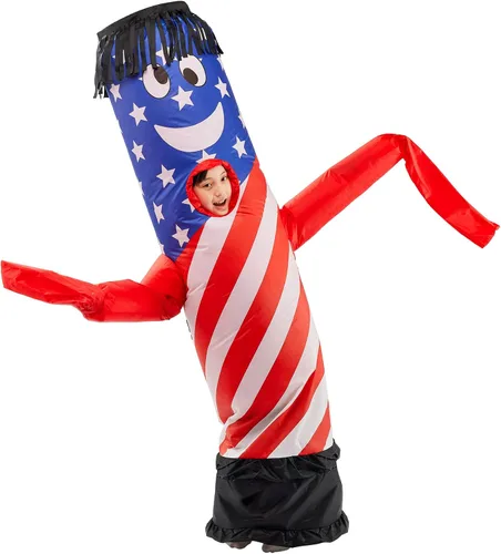 Vista 3 de Spooktacular Creations Disfraces inflables para niños, con bandera estadounidense, bailarín aéreo, tubo de hombre, brazo ondulado, disfraces