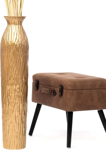 Vista 12 de Leewadee - Jarrón grande dorado para decoración del hogar - Jarrón de piso de madera de 26 pulgadas de alto, decoración rústica de granja, soporte