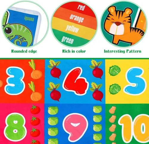 Vista 4 de IMIKEYA Alfombra educativa para niños, colección de juegos ABC, números y formas, alfombra de juego para niños, alfombra de juego para sala