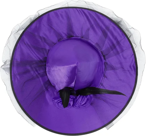 Vista 28 de Zando Sombreros de bruja de encaje para mujer, accesorios de disfraz de Halloween, accesorios de disfraz de bruja plegables para colgar