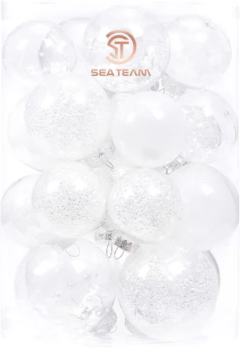 Vista 44 de Sea Team Juego de bolas de Navidad de plástico transparente, inastillables, varios tamaños, bolas decorativas de Navidad con decoraciones delicadas