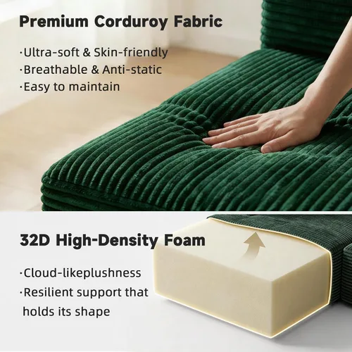 Vista 6 de Bashaw Sofá modular Cloud de 108 pulgadas sin hueso con diván, sofá modular en forma de L, asiento profundo, sofá comprimido de espuma viscoelástica