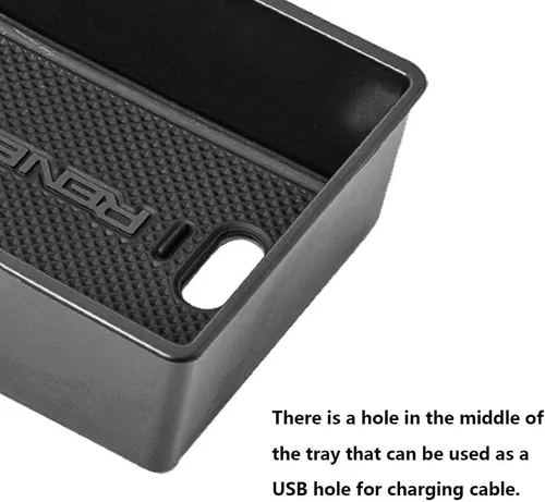 Vista 5 de EDBETOS Organizador de bandeja de consola central compatible con accesorios Jeep Renegade 2015-2019 2020 2021 2022 2023, caja de guantes de Negro