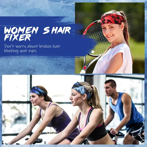 Vista 3 de 18 Pcs Sports Sweatbands for Men Women Camo Headbands Workout Non Slip Headbands Breathable Head Band Fitness Stretchy Unisex Hairband for Yoga