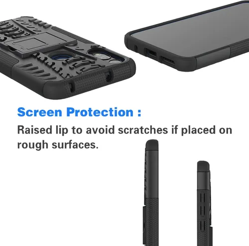 Vista 4 de Funda de teléfono para Moto E 2020 Motorola E7 con protector de pantalla de vidrio templado y accesorios de célula híbrida dura y resistente, Negro
