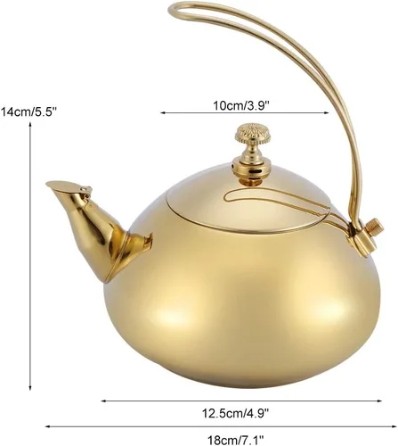 Vista 7 de Hervidor de té de acero inoxidable, cafetera de 1,5 litros, tetera silbante con mango extraíble y colador de malla, para todas las estufas, para té