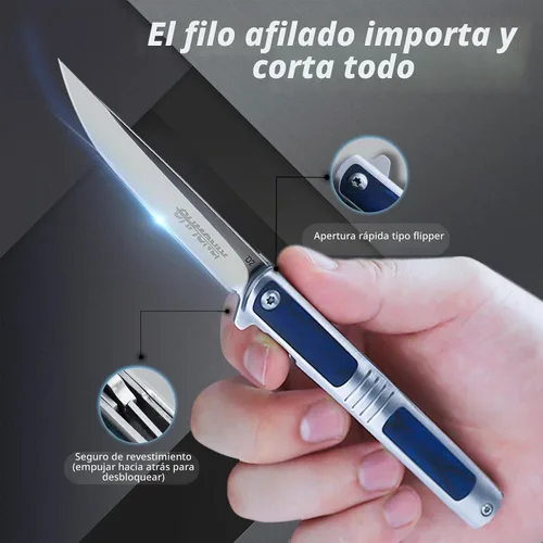 Vista 3 de ohmonlyhoo Cuchillo plegable, cuchillo de bolsillo de 3.5 pulgadas para hombres con clip de bolsillo, mango de madera de bluewood, cuchillo plegable