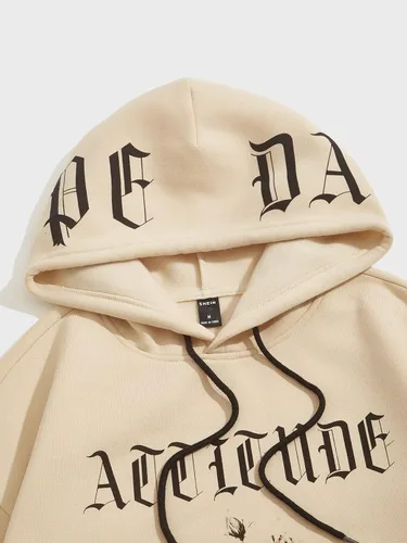 Vista 3 de WDIRARA Sudadera casual de manga larga con cordón y estampado floral para hombre