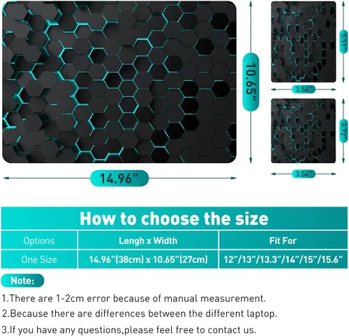 Vista 4 de Adhesivo para laptop de 12.1-15.6 pulgadas, calcomanía reutilizable universal de vinilo para laptop, protector de arte impermeable en color panal