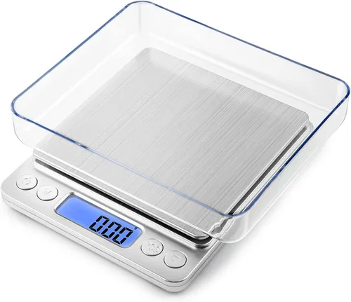 Vista 6 de Báscula de cocina digital para alimentos, gramos y onzas para cocinar, hornear, café, dieta de pérdidas, preparación de joyas y comidas, 2 bandejas