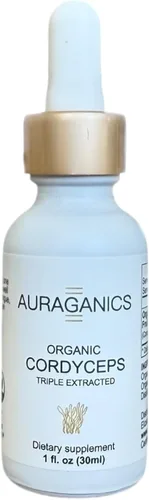 Vista 2 de Tintura corporal fructífera de hongos Cordyceps orgánicos de triple extracción Cultivado en Estados Unidos y certificado orgánico Uso