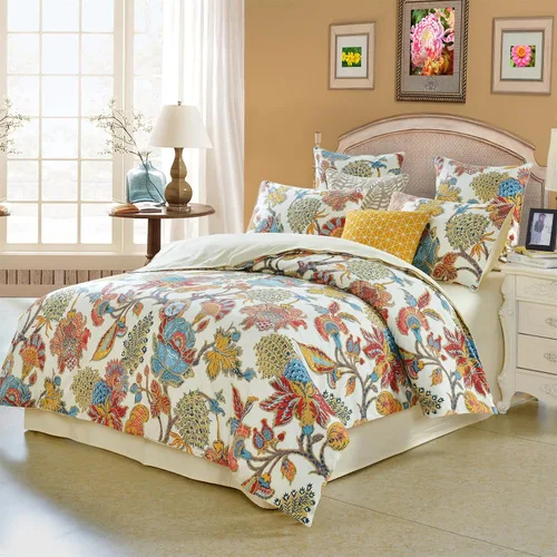 Vista 49 de ABREEZE Juego de funda de edredón tamaño individual con cierre de botón, 100% algodón egipcio, juego de ropa de cama floral de granja, color rosa, 3