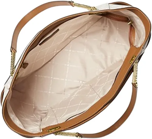 Vista 3 de Michael Kors Jet Set Bolso de hombro con cadena grande (VANILLA Multi), Vainilla Mk Signature