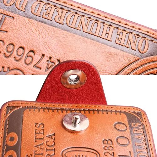 Vista 4 de Billetera de piel con diseño de billete de dólar con bolsillos plegables portatarjeta de crédito portafotos de LUI SUI