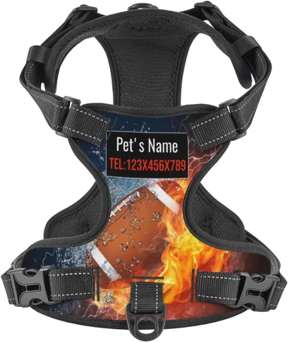 Vista 11 de Arnés personalizado para perro sin tirones, chaleco personalizado de hueso de perro con nombre de mascota, arnés reflectante ajustable personalizado