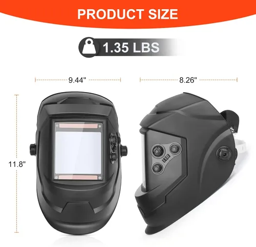 Vista 3 de Casco de soldadura con oscurecimiento automático, máscara de soldador de 3.94 x 3.66 pulgadas, vista grande, color real, alimentado por energía