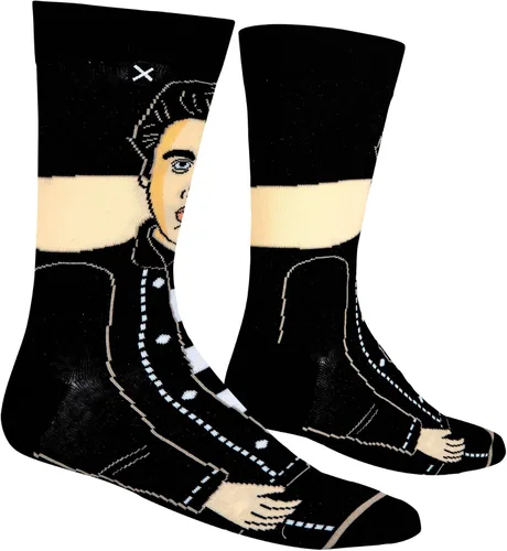 Vista 3 de Odd Sox, Elvis Presley, The King of Rock N Roll - Calcetines para hombre, divertidos regalos de coleccionista, Negro