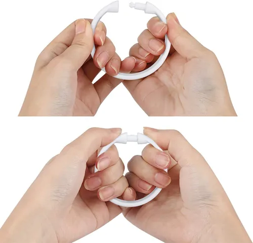 Vista 2 de Juego de 24 anillos para cortina de baño para regadera de plástico, aros, ganchos de baño, cortina, barra de ducha