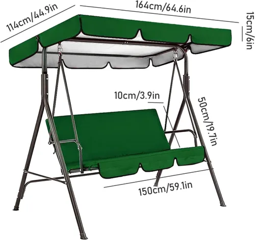 Vista 5 de Cubierta de toldo y asiento para columpios al aire libre, cubierta impermeable para columpio de hamaca