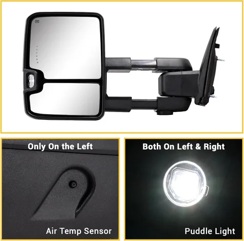 Vista 8 de Espejos de remolque para Dodge Ram 1500 2009-2018, Ram 2500 3500 2010-2018, Dodge 1500 Classic 2019-2024 con función de vidrio eléctrico