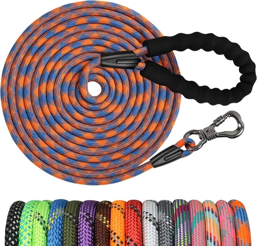 Vista 28 de NTR Correa de perro de 3 pies resistente, Correas de perro de cuerda verde con gancho giratorio y con candado y mango acolchado cómodo, Correa