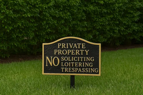 Vista 4 de Montague Metal Products - Placa de declaración de propiedad privada No Soliciting No Loitering - Placa de visualización de pared o césped - Señal