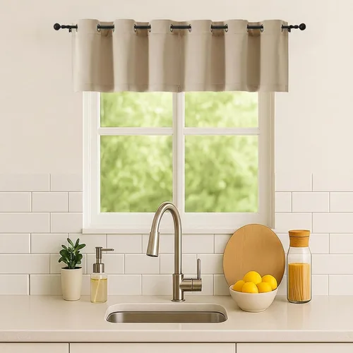 Vista 176 de Simplebrand Juego de 2 paneles de cenefa aguamarina para ventana de cocina de 14 pulgadas de largo, cortinas de oscurecimiento de habitación
