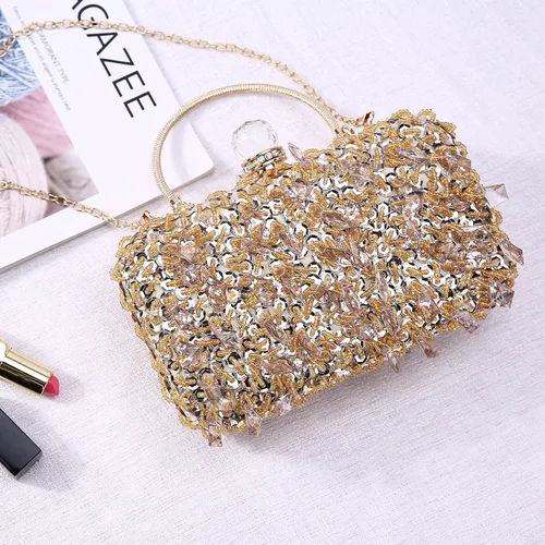 Vista 5 de UBORSE Bolso de noche con lentejuelas brillantes de diamantes de imitación para mujer, estilo vintage, con cuentas de cristal, para cóctel, fiesta