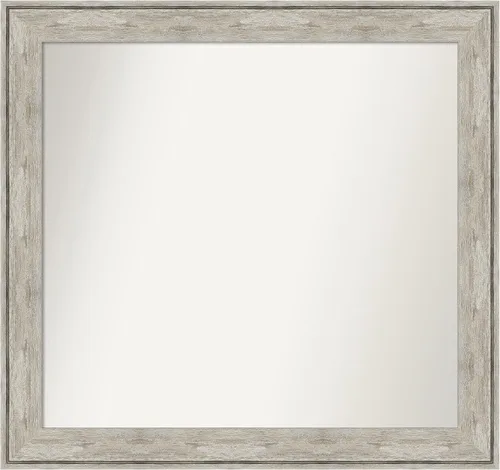 Vista 170 de Amanti Art Espejo de baño plateado para sobre el fregadero, 28 x 37 pulgadas, elegante espejo rectangular de peltre cepillado, marco de madera