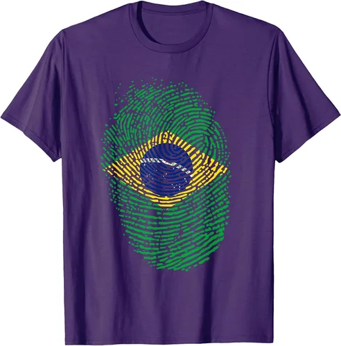 Vista 21 de Camiseta patriótica de la bandera brasileña con huella dactilar Asphalt Grey