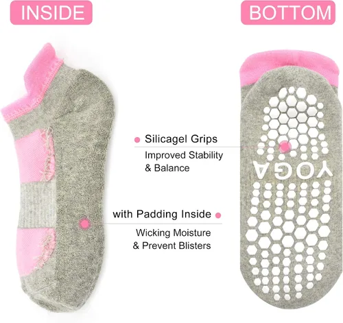 Vista 3 de Busy Socks Paquete de 2 calcetines antideslizantes para yoga, pilates, fitness, hospital, para mujeres y hombres, antideslizantes, para danza