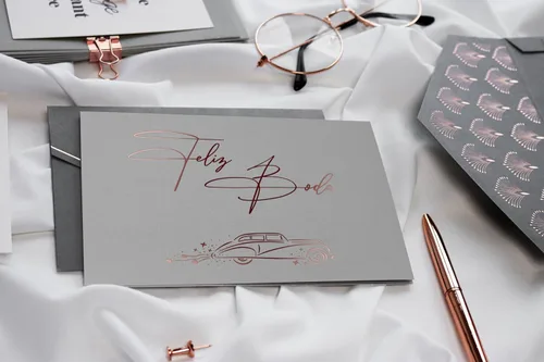 Vista 7 de Joli Coon Tarjeta Felicitación Boda - Feliz boda - Tarjeta boda felicitacion con sobre y un sello de cera
