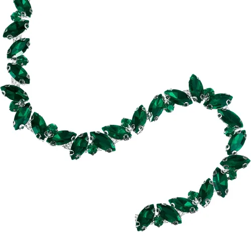 Vista 12 de uxcell Borde de cadena de diamantes de imitación de 1 yarda, aplique de cadena de cristal brillante de 0.394 pulgadas para costura, joyería