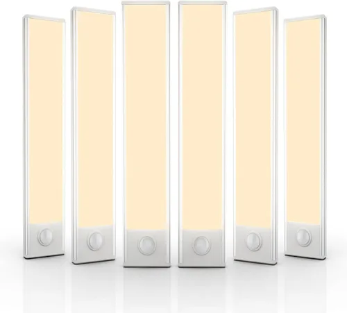Vista 14 de Paquete de 6 luces inalámbricas para debajo del gabinete, 32 luces LED con sensor de movimiento, luces magnéticas recargables para interiores Luz