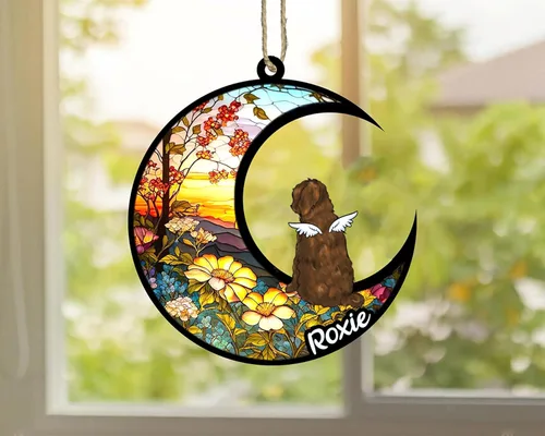 Vista 793 de LOVELYPOD Adorno de Navidad personalizado para perro Basset Hound (marrón) Basset Hound (marrón) adorno para atrapasoles de perro, razas de perros