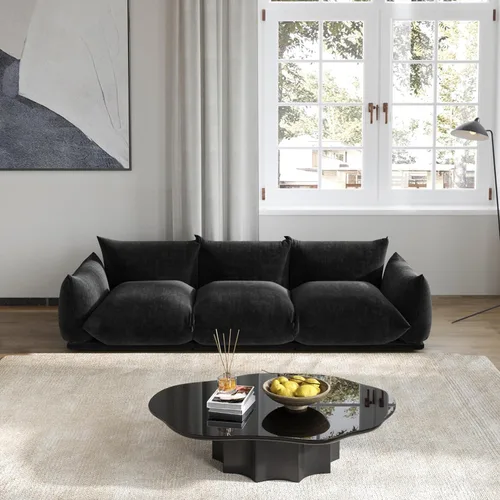 Vista 3 de JACH Mid-Century - Sofá modular moderno de felpilla para sala de estar, sofás minimalistas profundos de 3 asientos con cojín grueso, muebles cómodos